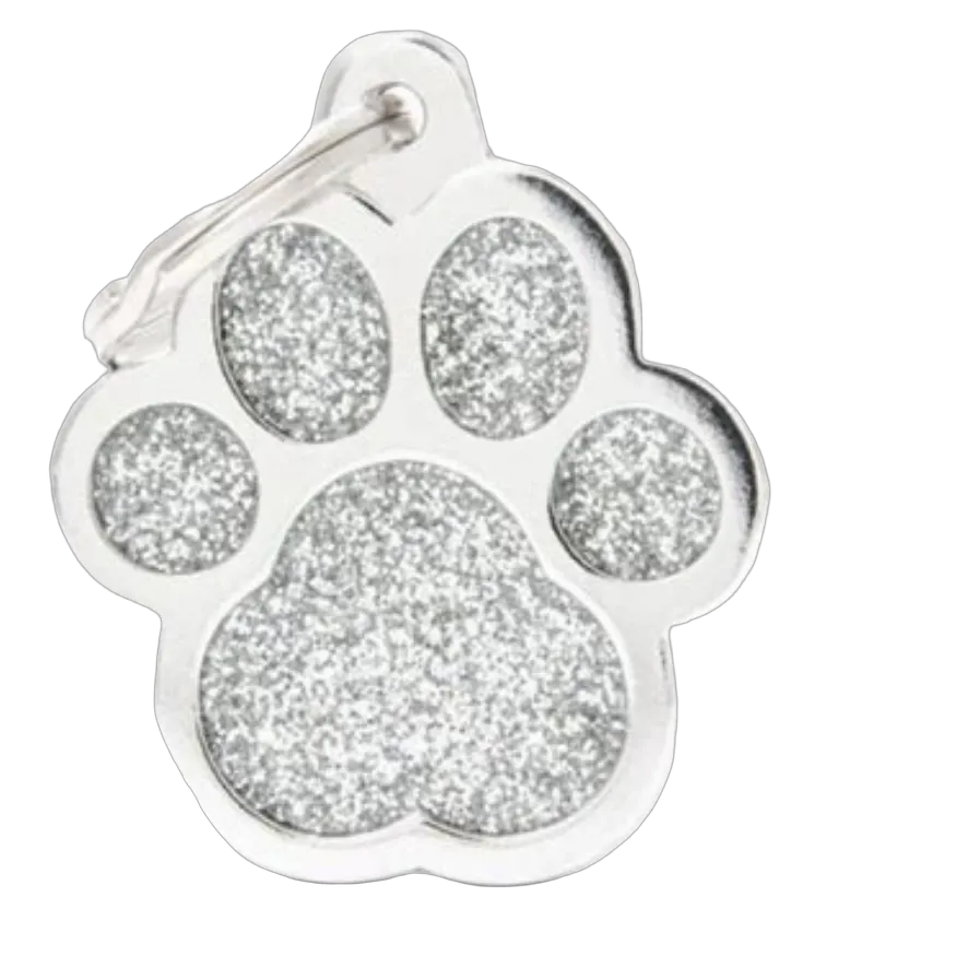 MF Tags PAW GLITTER GREY