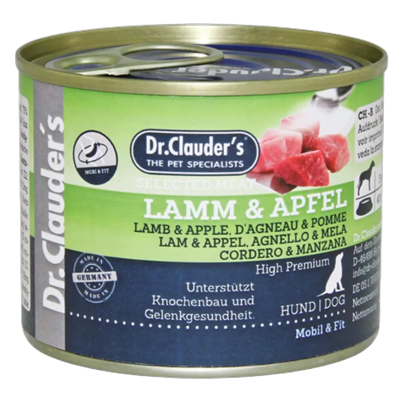 Dr.Clauders Selected Meat Cans Lamb & Apple for Dogs 200g