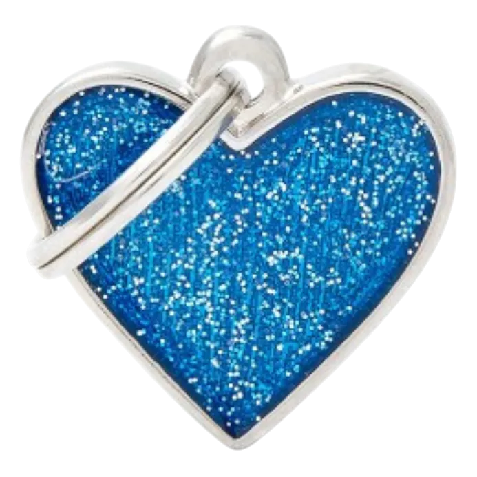 MF Tags HEART GLITTER BLUE