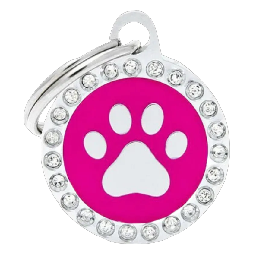 MF Tags SMALL FUCHSIA CIRCLE PAW GLAM