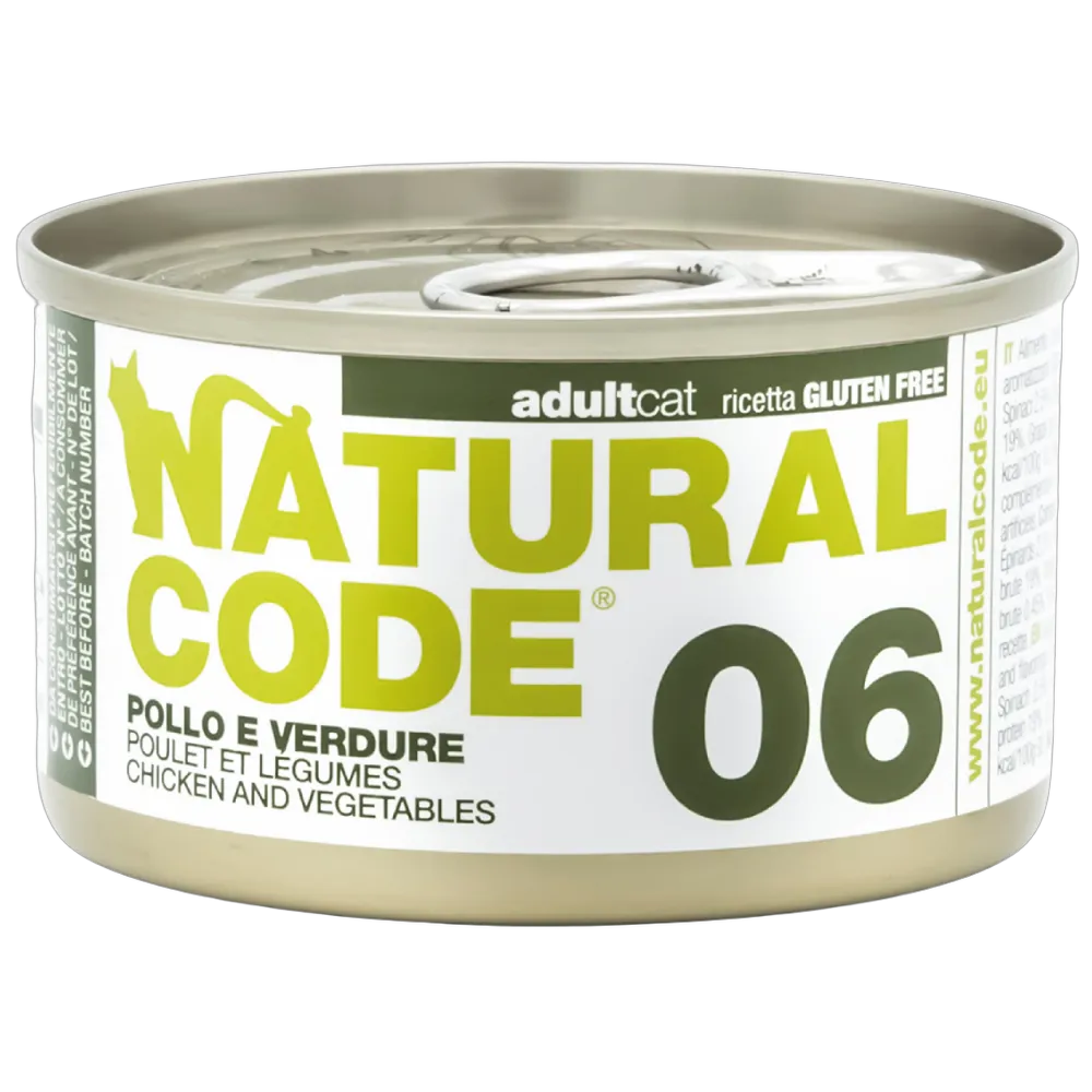 Natural Code 06 Cans Chicken & Vegetables for Cats 85g