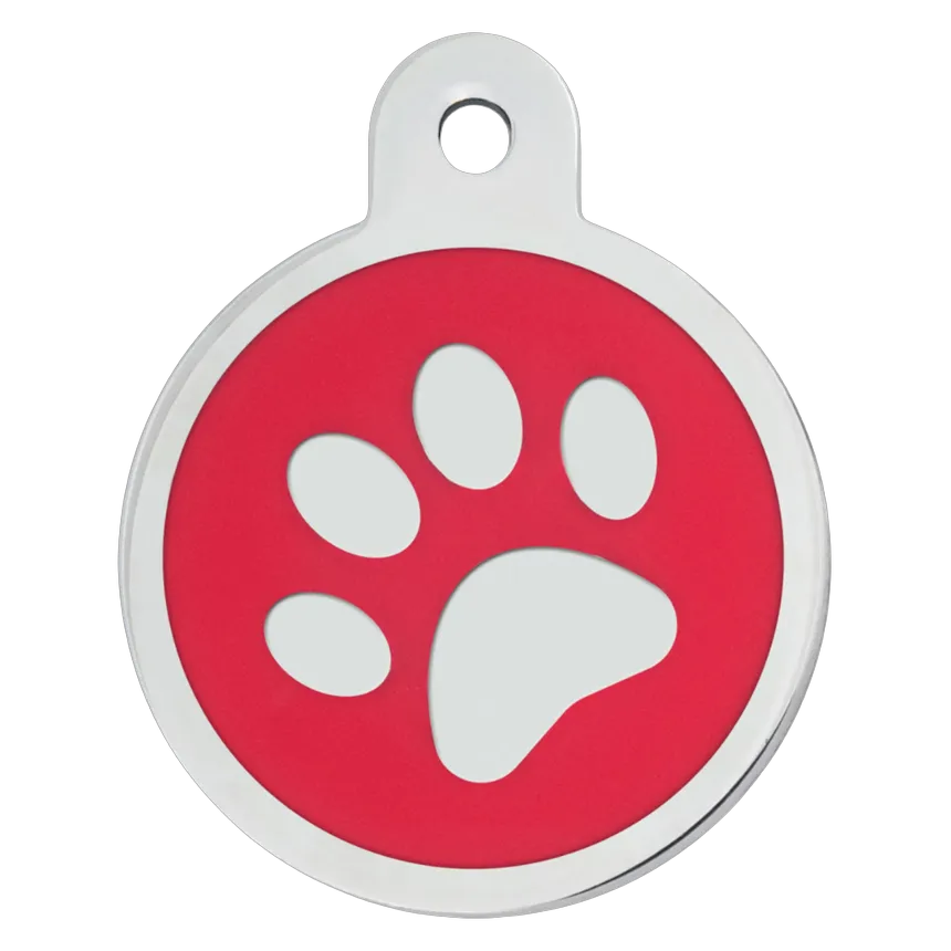 MF Tags BIG RED CIRCLE WHITE PAW