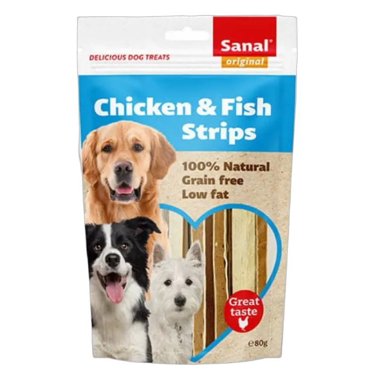 Sanal Dog Chicken & Fish Strips doypack 80g