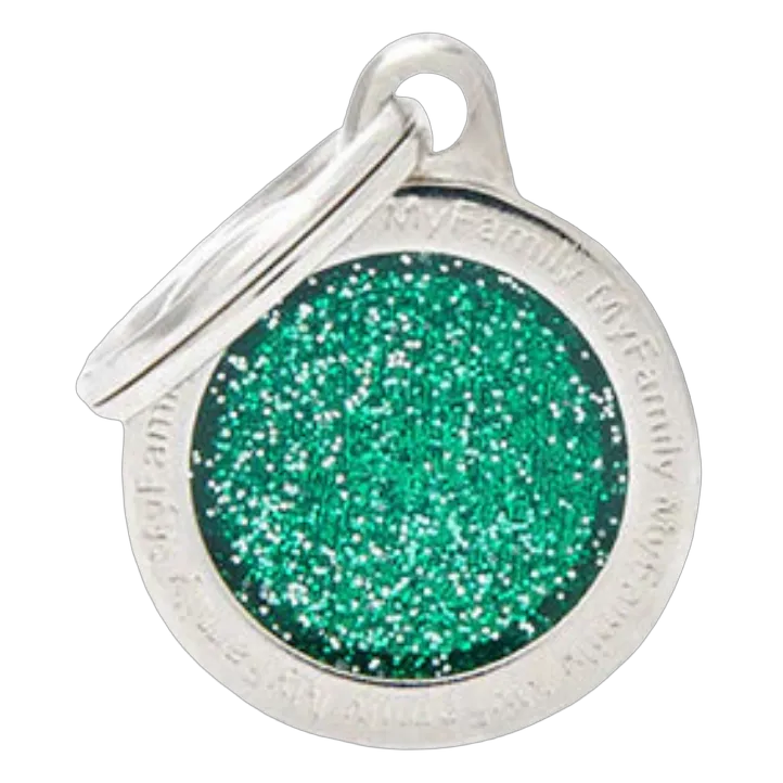 MF Tags SNALL CIRCLE GLITTER GREEN