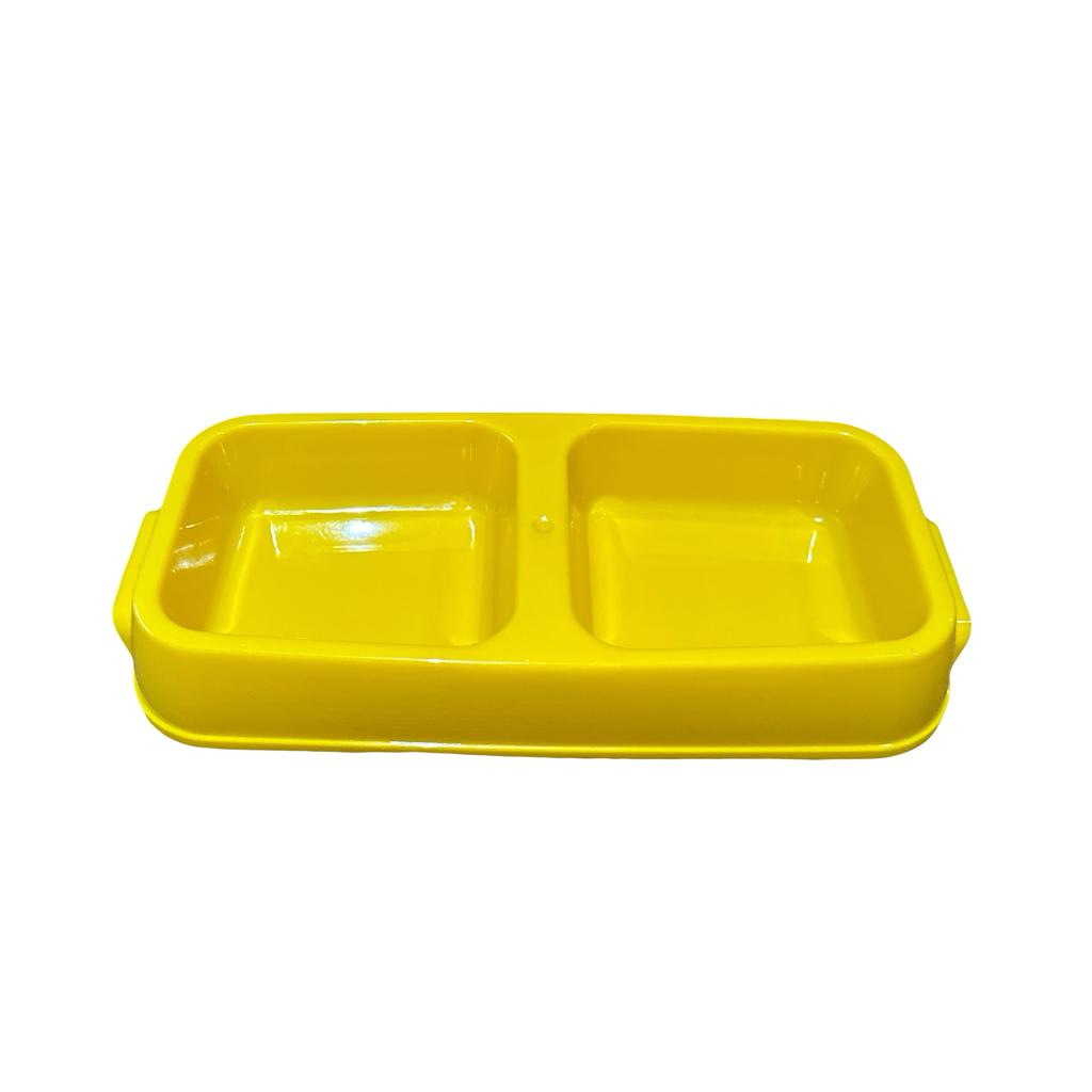 وعاء قطط و حيوانات للطعام والماء مسطيل أصفر (CF-212)