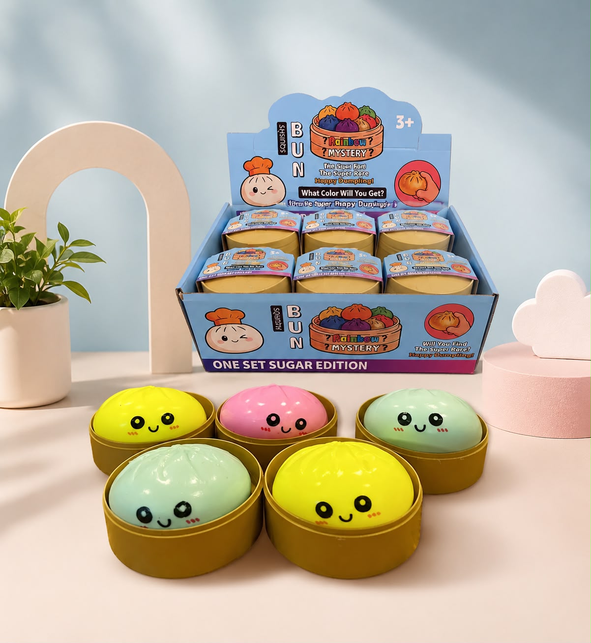  دومب لينج سكويشي بَن المفاجآت الملون (Squishy Bun Mystery) - إصدار السكر 