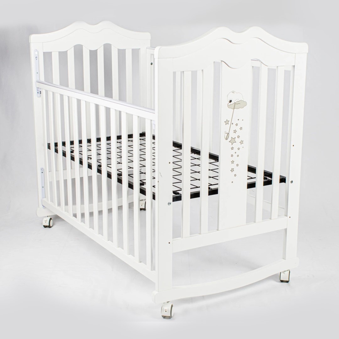سرير خشبي للاطفال بوضعية ثابتة او اهتزاز مقاس 120 * 60