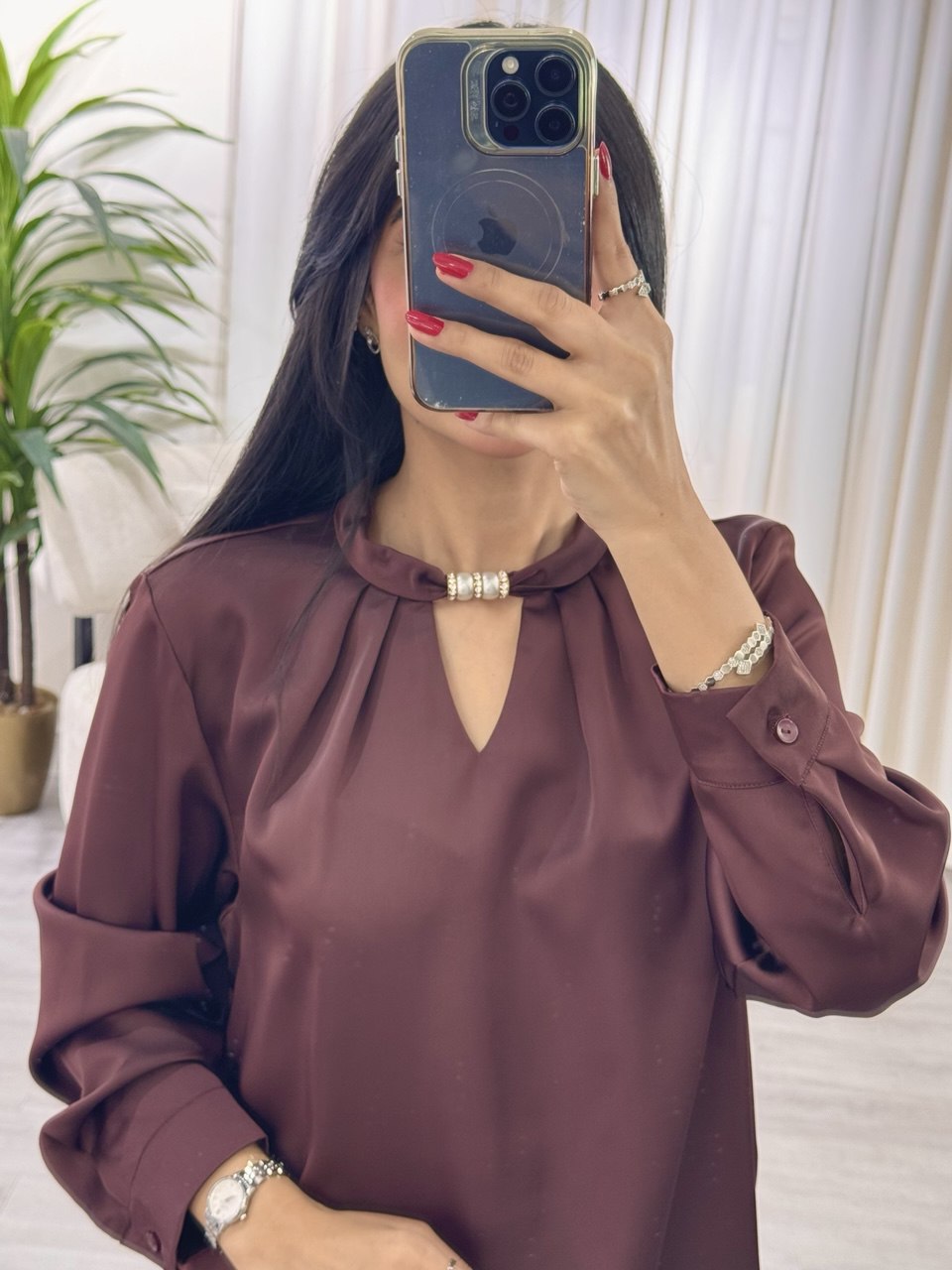  بلوزة أنيقة برغندي  