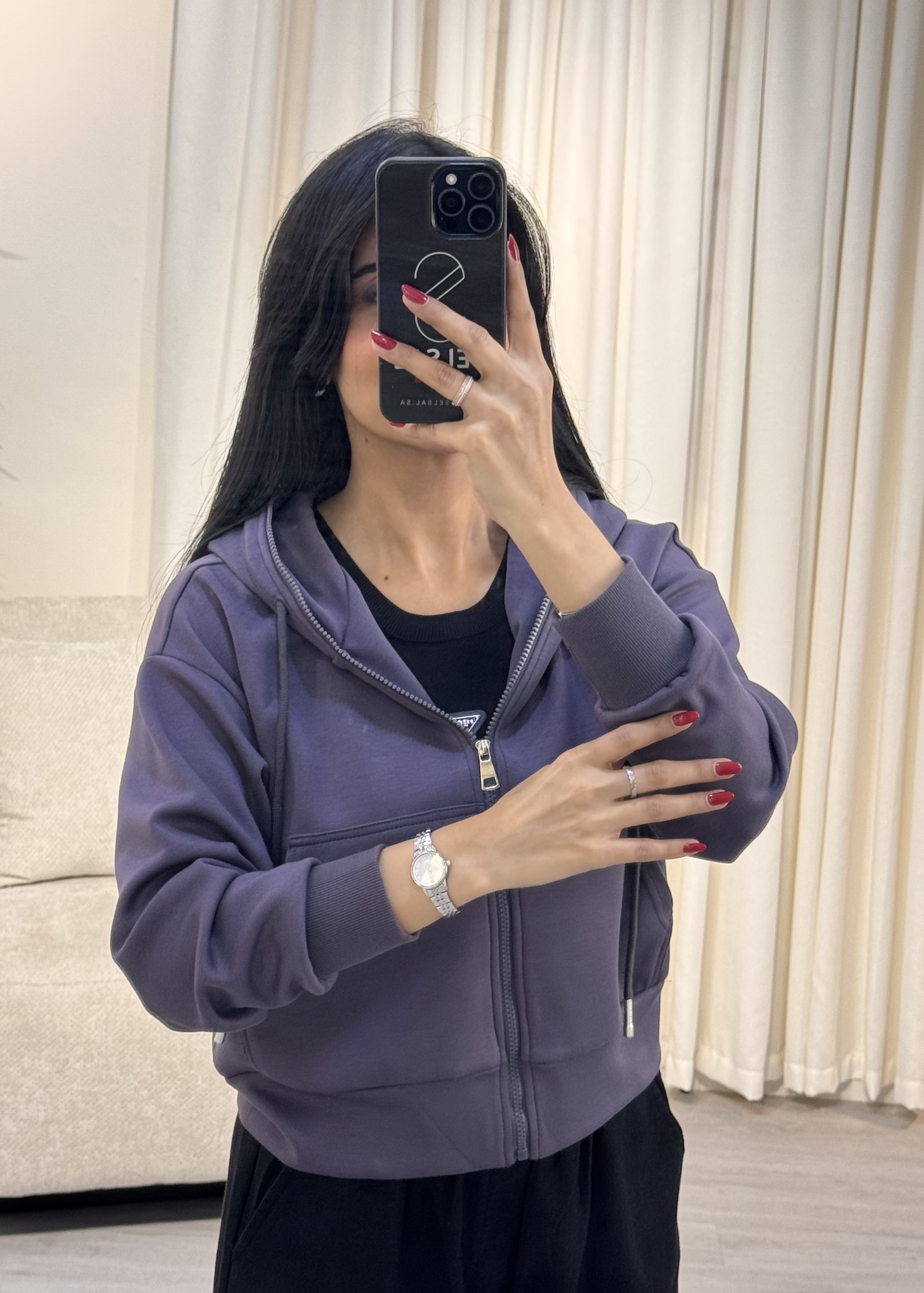  هودي قصير بسحاب  