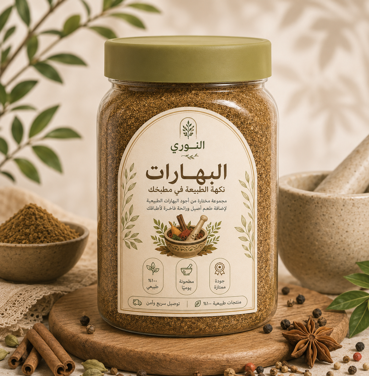 بهارات مشكلة تُحضّر بعناية من أجود المكونات المختارة، وتُغسل وتُجفف وتُحمّص لضمان النكهة الغنية والجودة العالية. نحرص على تقديم بهارات طازجة تضيف لمسة مميزة لأطباقكم اليومية