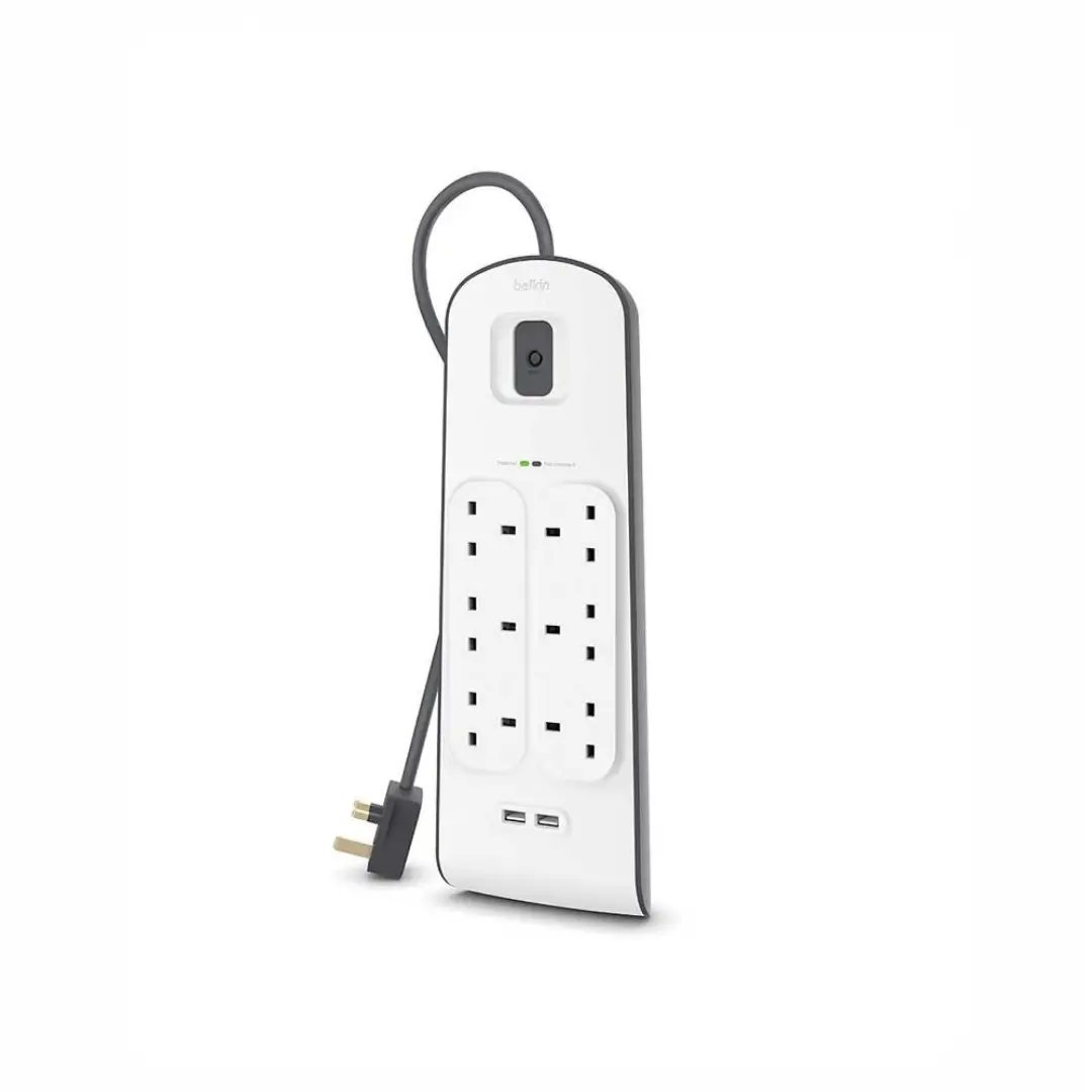 Belkin Surge Protection Strip - 6 Outlets + 2 USB Ports (2.4A) - 2M Cable