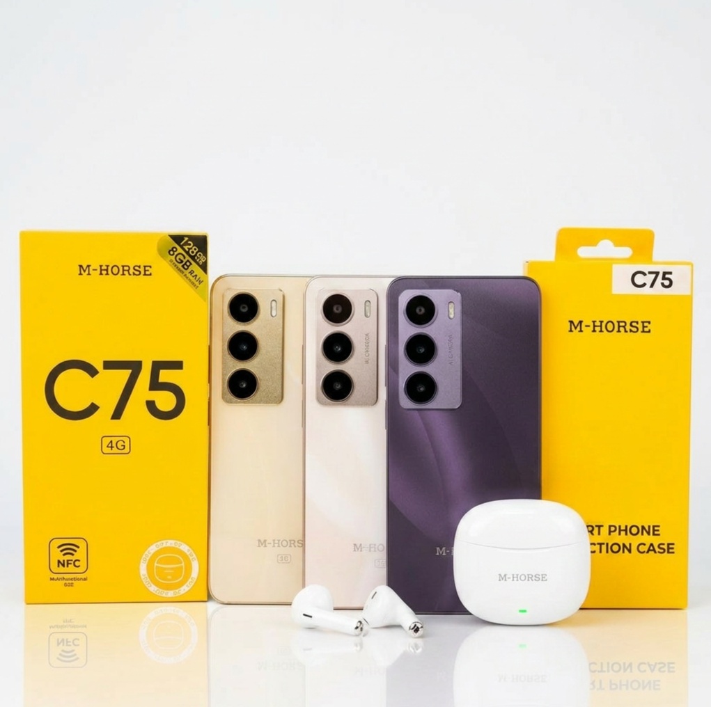 جوال M-HORSE C75 سعة 128GB مع 8GB RAM – تصميم عصري وأداء ثابت بشاشة 6.8" HD+ ودعم NFC و4G ثنائي الشريحة مع منفذ Type-C السريع