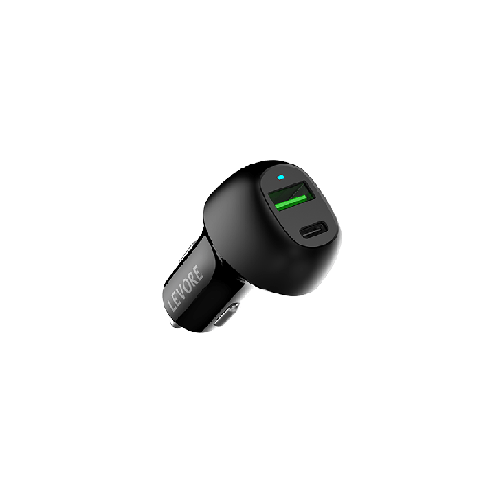 شاحن سيارة ليفوري 45 واط منفذ PD و منفذ USB - أسود