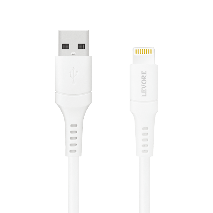 سلك شاحن ليفوري من USB إلى آيفون معتمد من أبل MFI بطول 1.8 م - ابيض