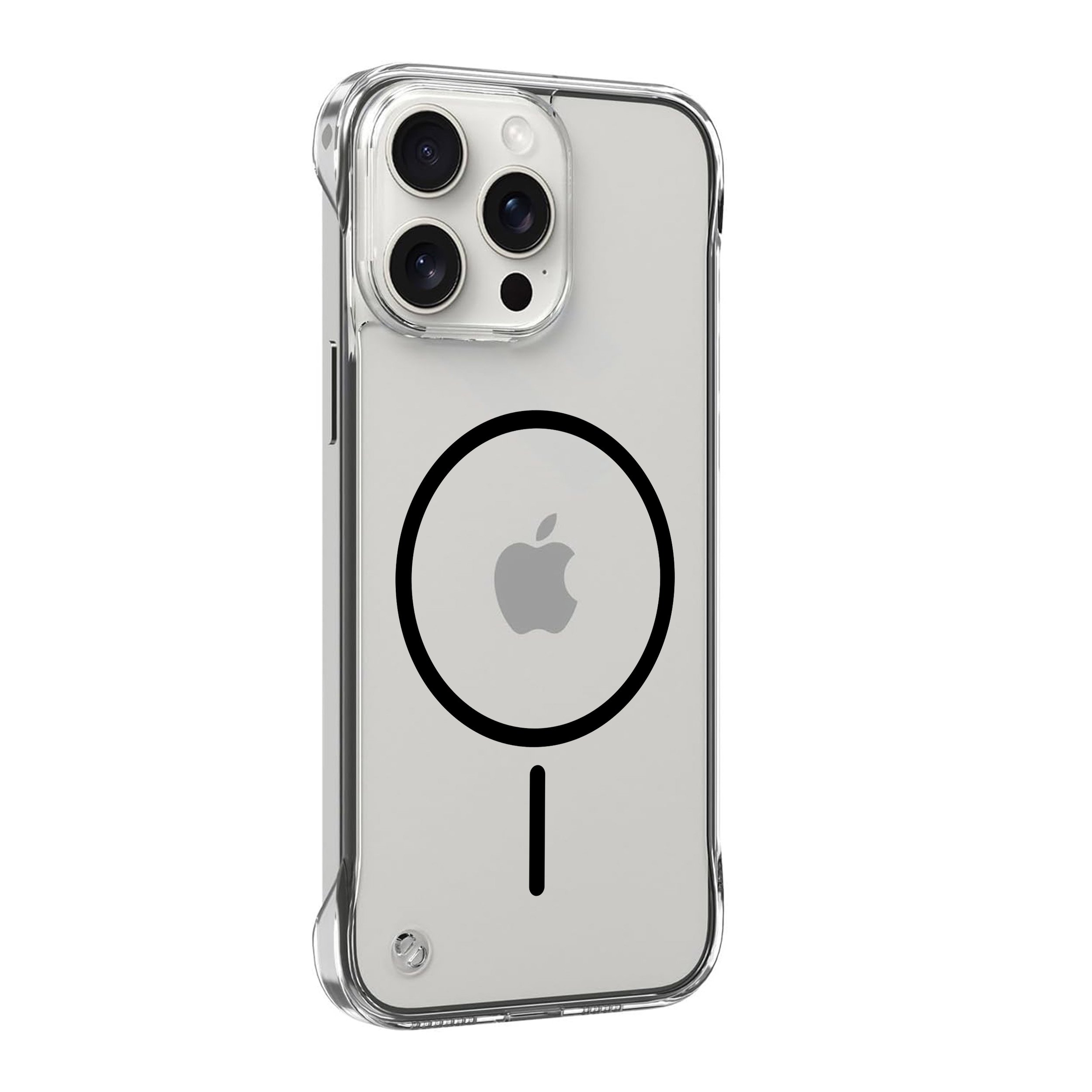 غطاء شفاف بدون إطار لهاتف iPhone 15 Pro مع MagSafe أبيض