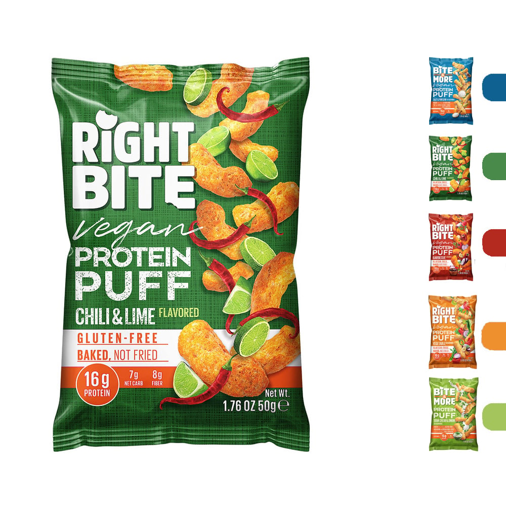 رايت بايت - بروتين بف نباتي - Right Bite Vegan Protein Puff 