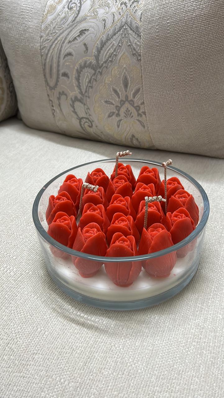 شمعة التوليب احمر معطرة - حجم كبير 