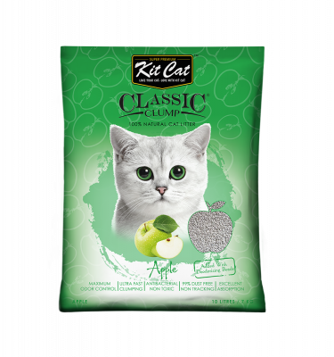 KitCat Classic Green Tea Scented Cat Litter 10L – Natural Clumping, Dust-Free, Odor Control, Multi-Cat Friendly, Long-Lasting Litter with Green Tea Extract