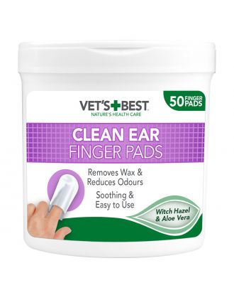 Vet's Best Ear Cleaning Wipes for Cats and Dogs – 50 Soft Pads | Antibacterial, Safe, Natural Ingredients for Gentle Cleaning & Odor Control