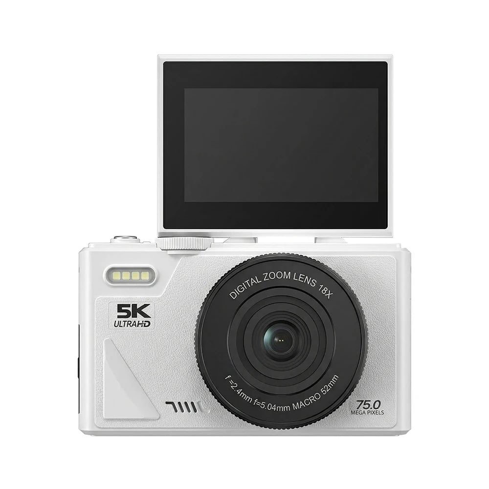 5K Vlogging Camera for YouTube, 75MP 18X Zoom WiFi Digital Camera, 3.0" Display, Shoot While Charging, Compact Camera for Travel