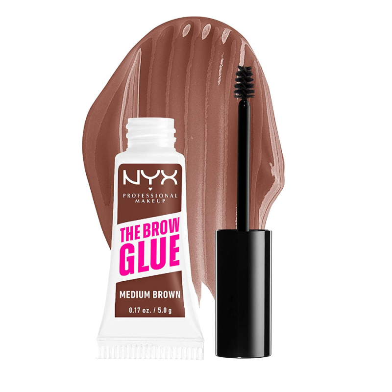 NYX PROFESSIONAL MAKEUP The Brow Glue, Extreme Hold Tinted Eyebrow Gel - Medium Brown