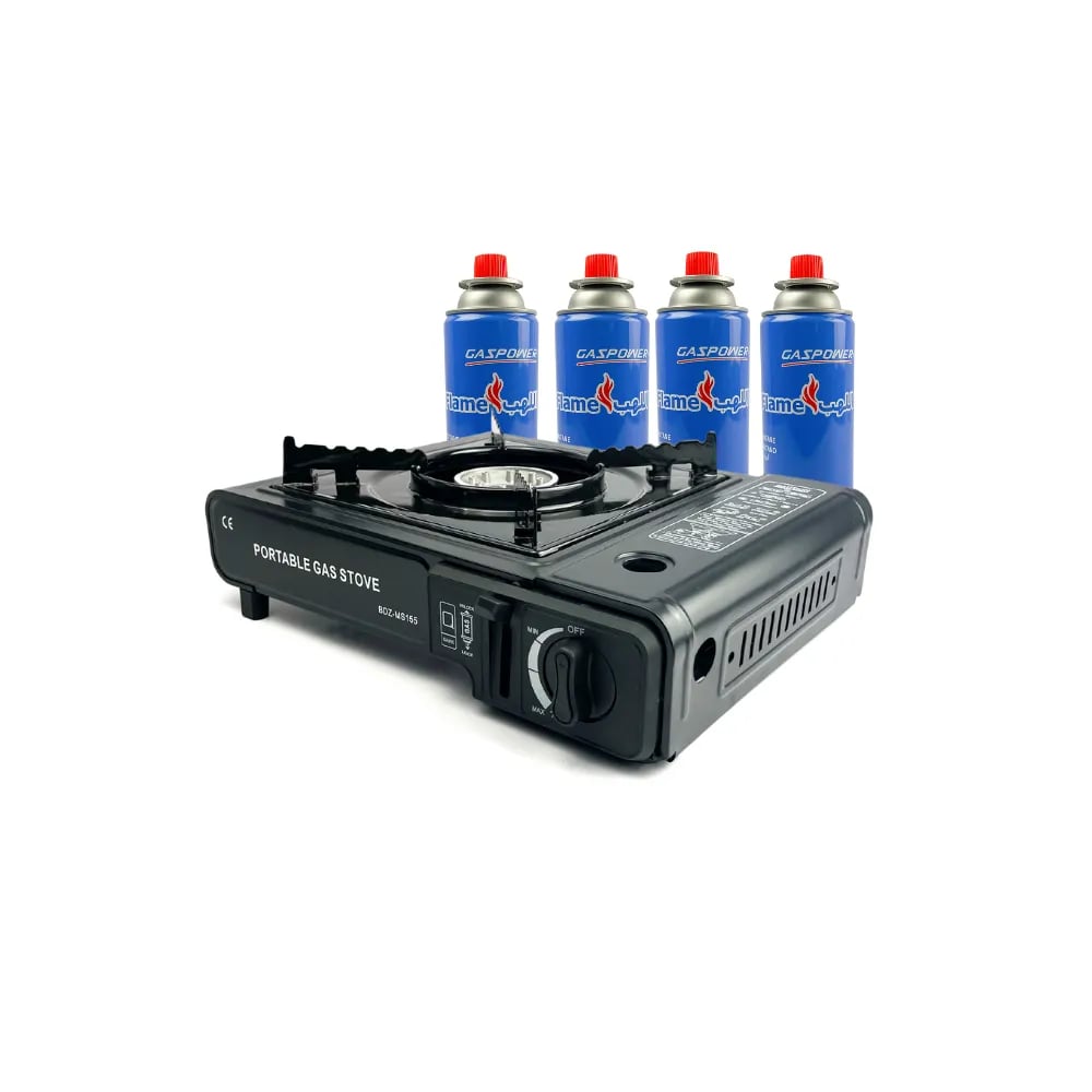 Portable Gas Stove Kit with 4 Butane Canisters