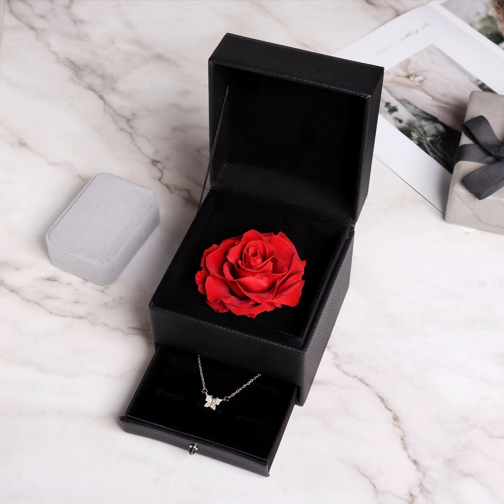Necklace and Red Flower