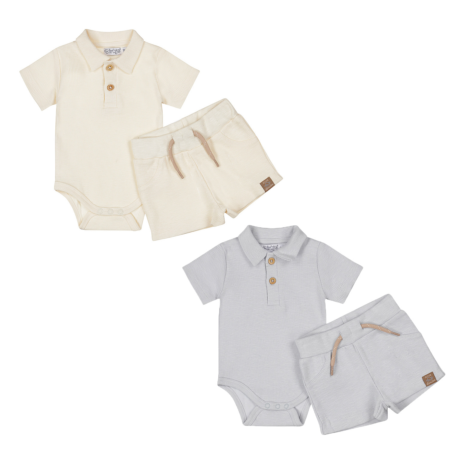2-Pack Baby Boys' Cotton Romper &  Shorts Set – Light Blue & Cream
