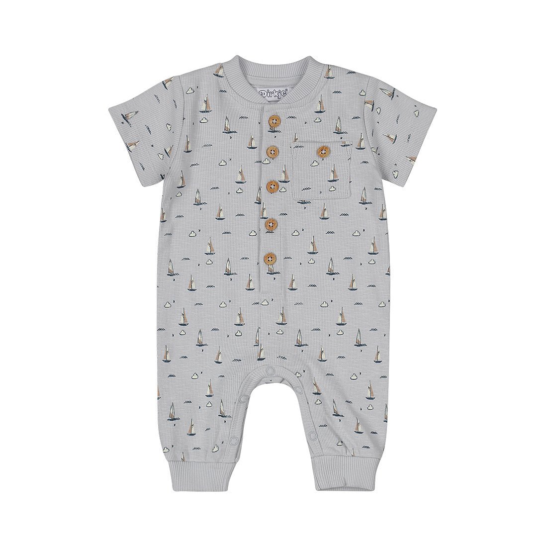 Baby Boys' Cotton Front-Button Sleepsuit – Light Blue | Boats