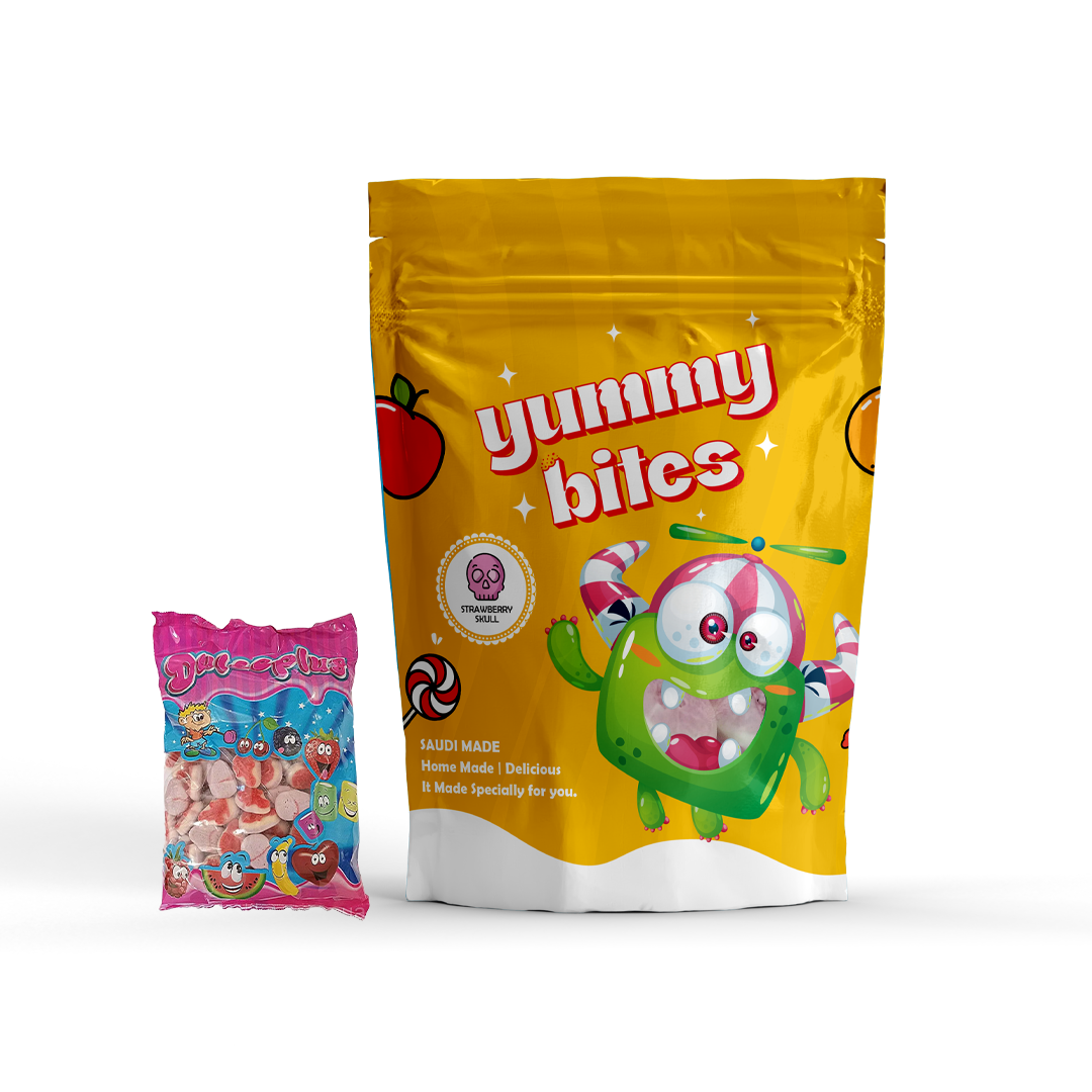 حلاوة جماجم الفراولة مجففة بالتجميد من Yummy bites