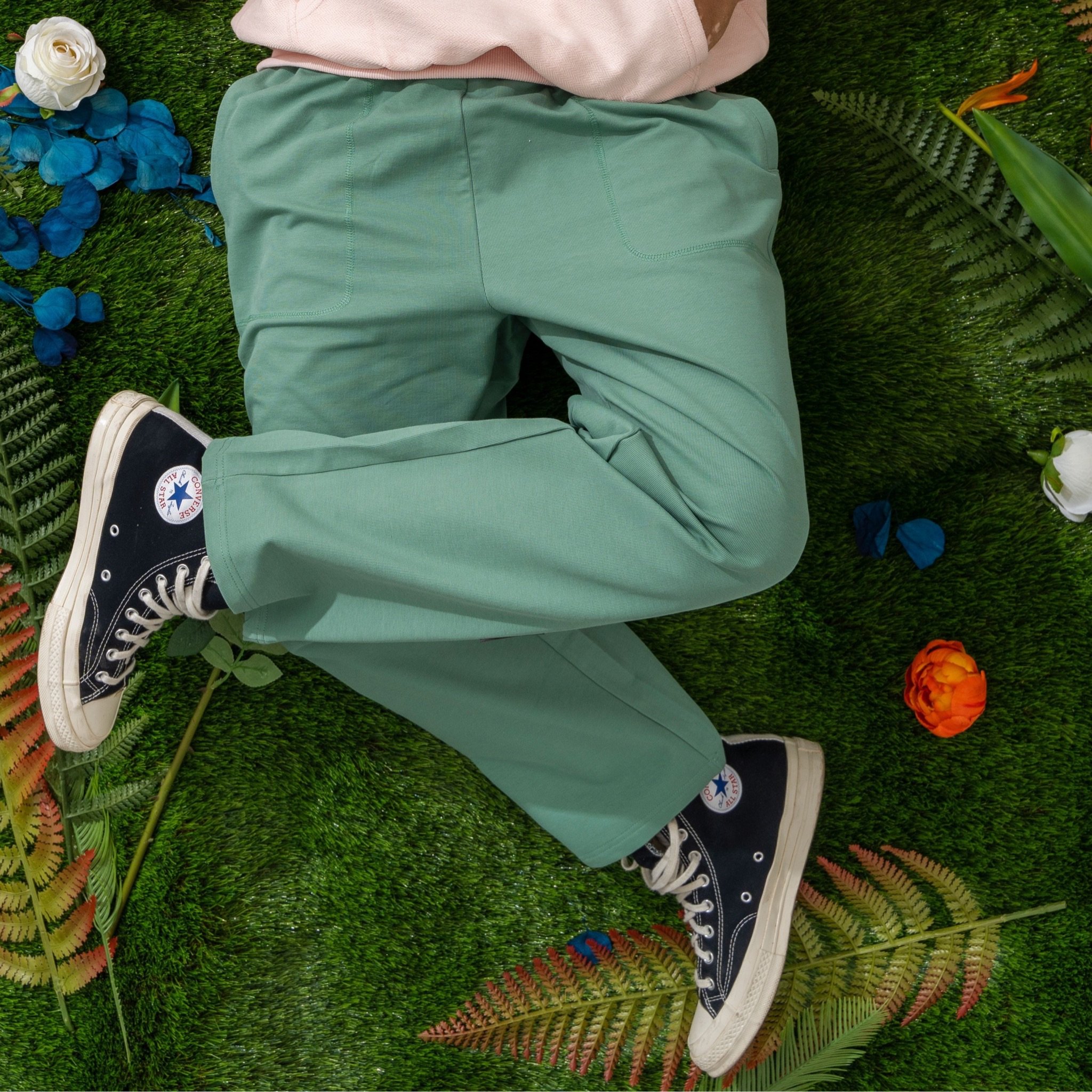 comfort fit cotton pants - grass green main image 1