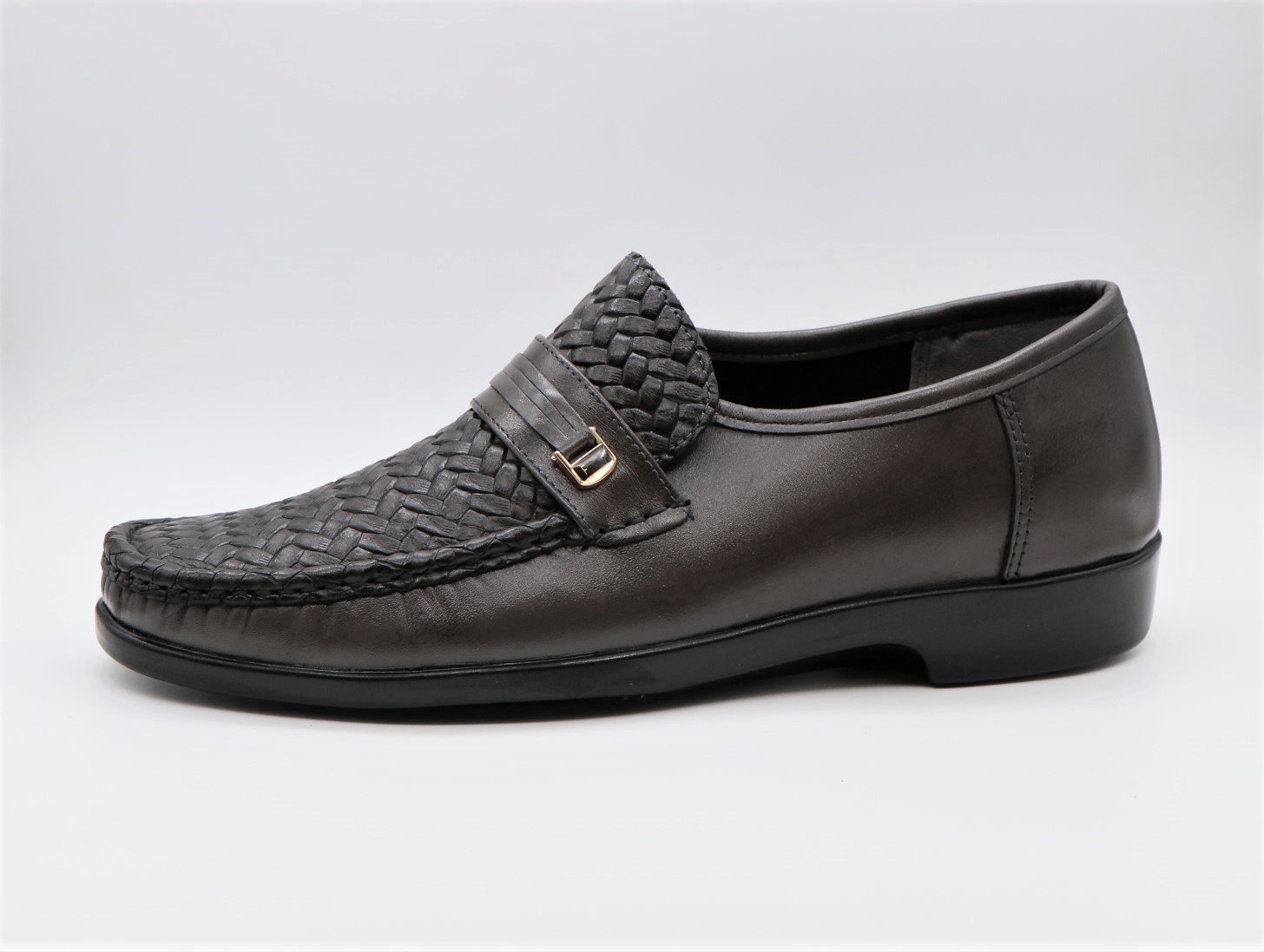 حذاء رجالي  رسمي مريح  مجدل رفيع  رصاصي  جلد طبيعي  نخبة الحذاء