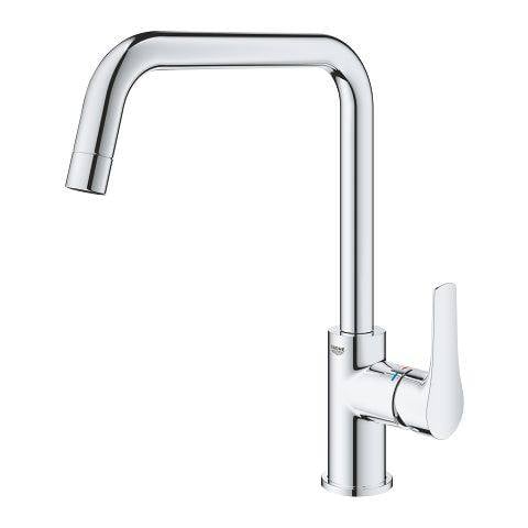 خلاط مطبخ ذراع واحد فوهة عالية - كروم جروهي GROHE يوروسمارت 