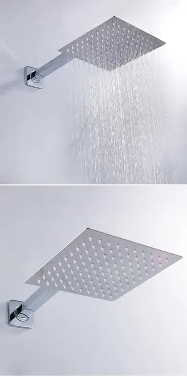 طاسة دش مطري مربعة كروم مقاس 30x30 سم - تصميم فندقي وتغطية مائية مثالية