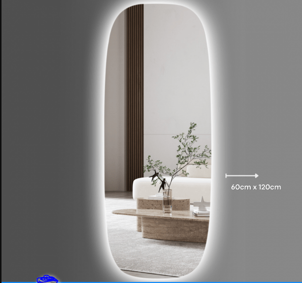 مرآة حمام LED ذكية مستطيلة – إضاءة مزدوجة (60×120 سم)