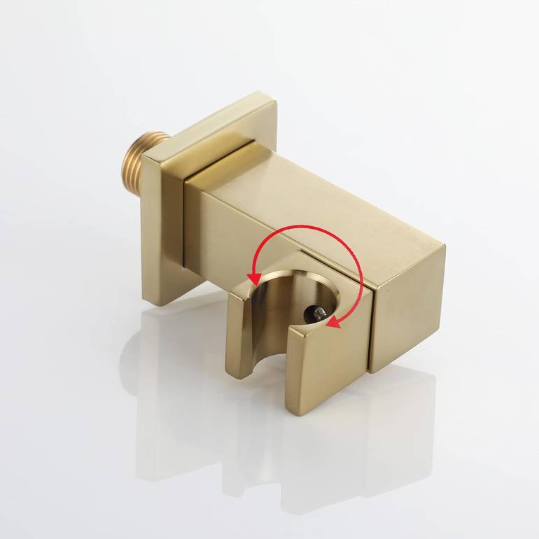 حامل سماعة دش متحرك ليما (LIMA) ذهبي مع مخرج مياه مربع - نحاس ثقيل