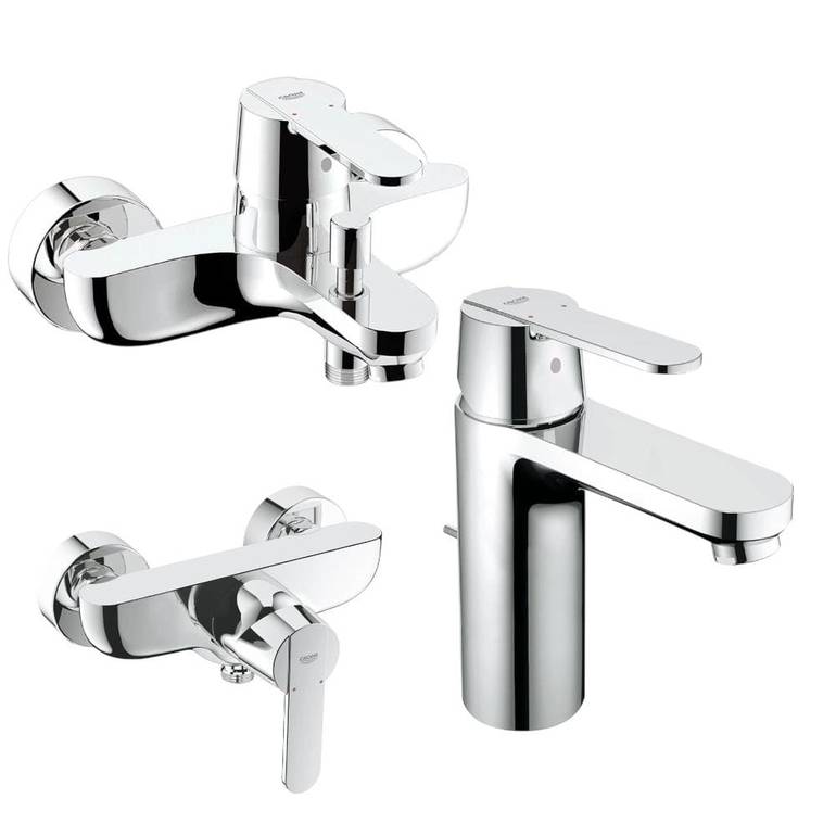طقم خلاطات جروهي GROHE Get متكامل 3 قطع (مغسلة + بانيو + شطاف) - كروم