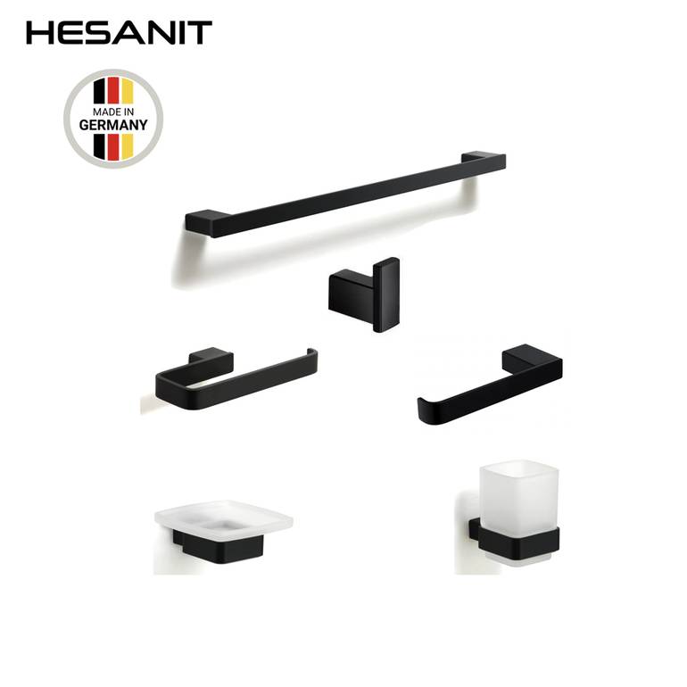 طقم إكسسوارات حمام Hesanit أسود مطفي 6 قطع | صناعة ألمانية ضمان 5 سنوات