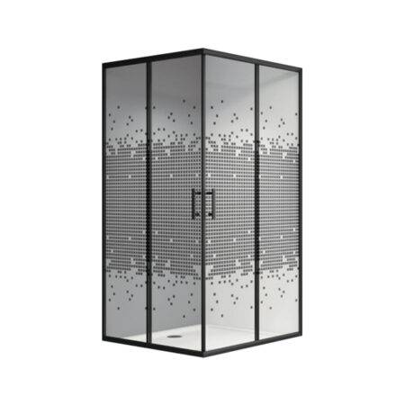 كابينة شاور مربعة سوداء موديل E-1401 مقاس 90×90 سم