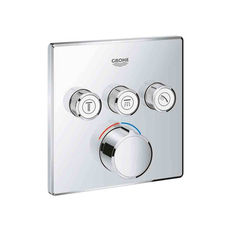 وجه خلاط دش جروهي GROHE SmartControl مخفي 3 مخارج - مربع كروم ألماني