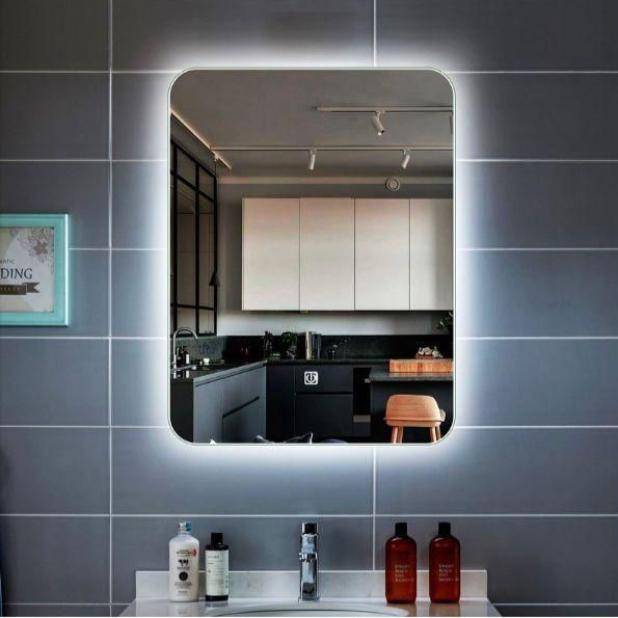 مرآة حمام LED ذكية باللمس مستطيلة – إضاءة ثنائية (50×70 سم)