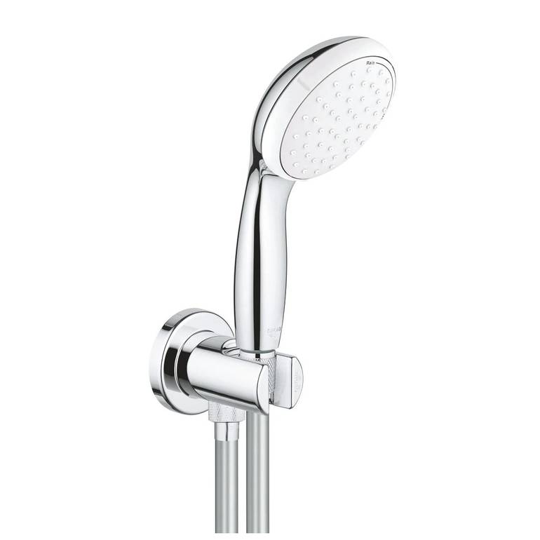 طقم سماعة دش جروهي GROHE Tempesta 100 مع لي وحامل جداري مدمج - كروم
