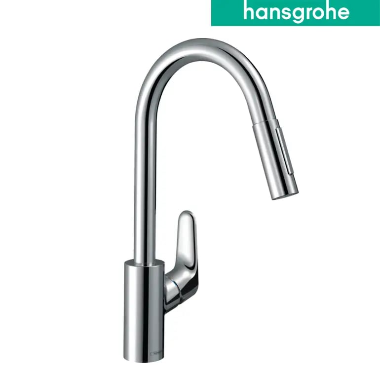خلاط مجلي سحاب هانز جروهي فوكس M41 كروم - رشاش قابل للسحب | hansgrohe Focus M41 Kitchen Mixer 31815019