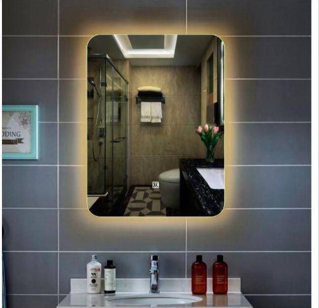 مرآة حمام LED ذكية باللمس مستطيلة – إضاءة ثنائية (50×70 سم)