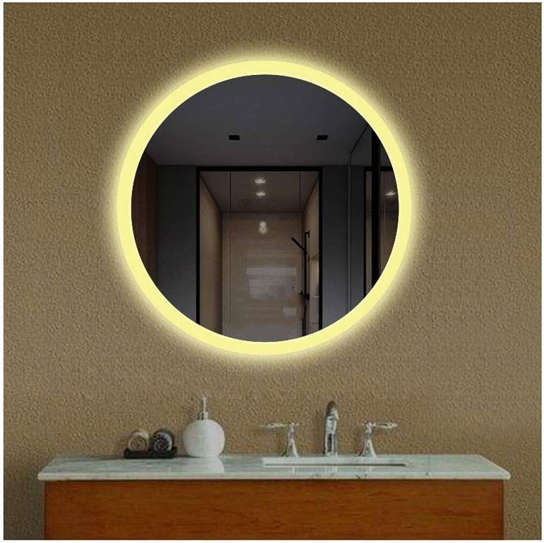 مراية دائرية LED مضيئة 80×80 سم – مرآة حمام بإضاءة ثلاثة ألوان عصرية