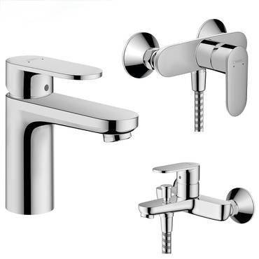 طقم خلاطات هانز جروهي فيرنيس بليند 3 قطع (مغسلة + دش + شطاف) كروم | hansgrohe Vernis Blend 3-in-1 Set
