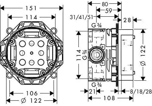 قلب خلاط دش مخفي هانز جروهي آي بوكس يونيفرسال | hansgrohe iBox universal Basic Set 01800180