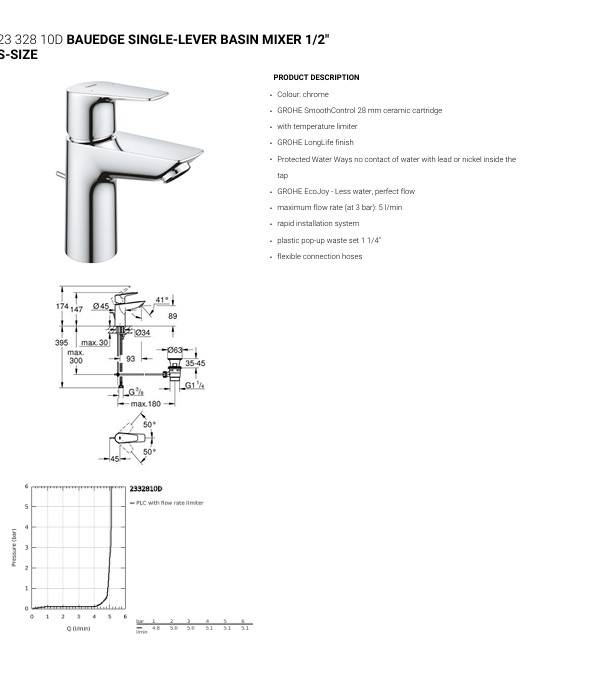 خلاط مغسلة مقاس صغير (S-Size) بمقبض واحد - كروم جروهي GROHE باو إيدج