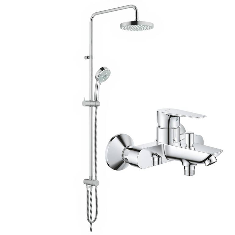 طقم خلاط دش جروهي باو إيدج مع مسطرة دش جروهي كوزمو دبل كروم – GROHE Shower Set
