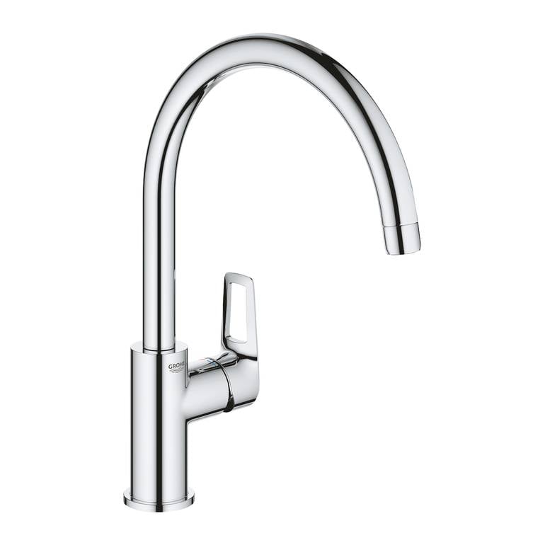خلاط مجلى (مطبخ) بمسكة جانبية وفوهة عالية - كروم جروهي GROHE باو لوب